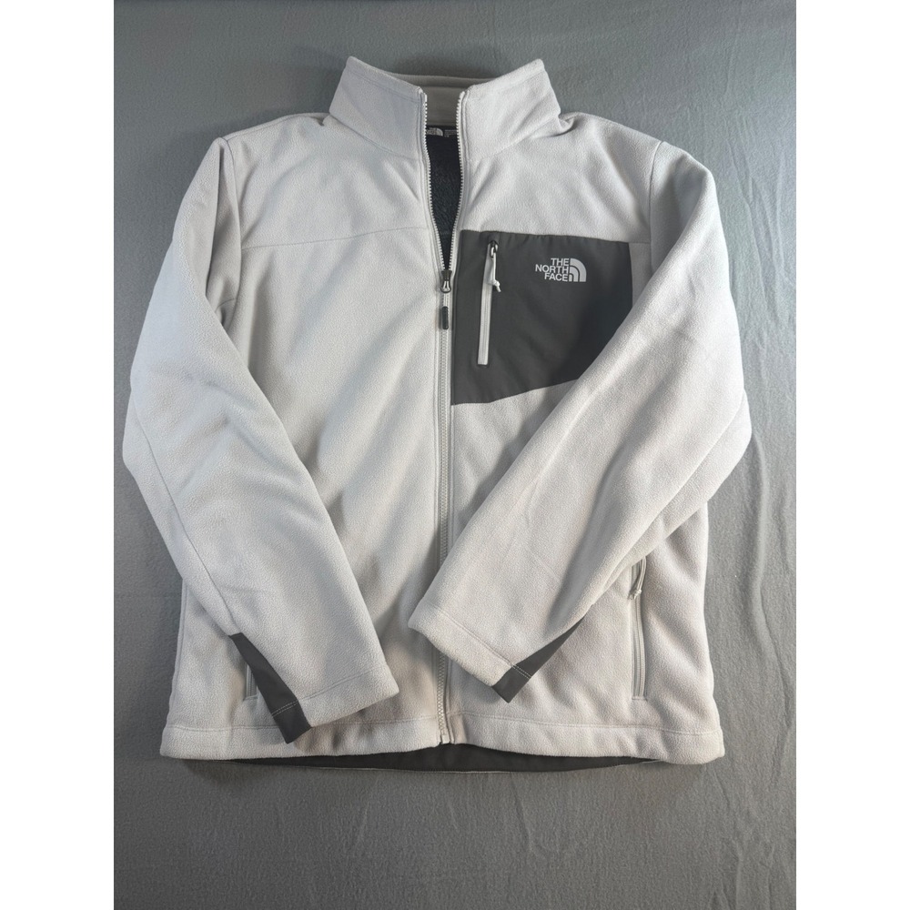 The North Face Mens Full Zip Sherpa Lined Fleece Jacket Gray Large L